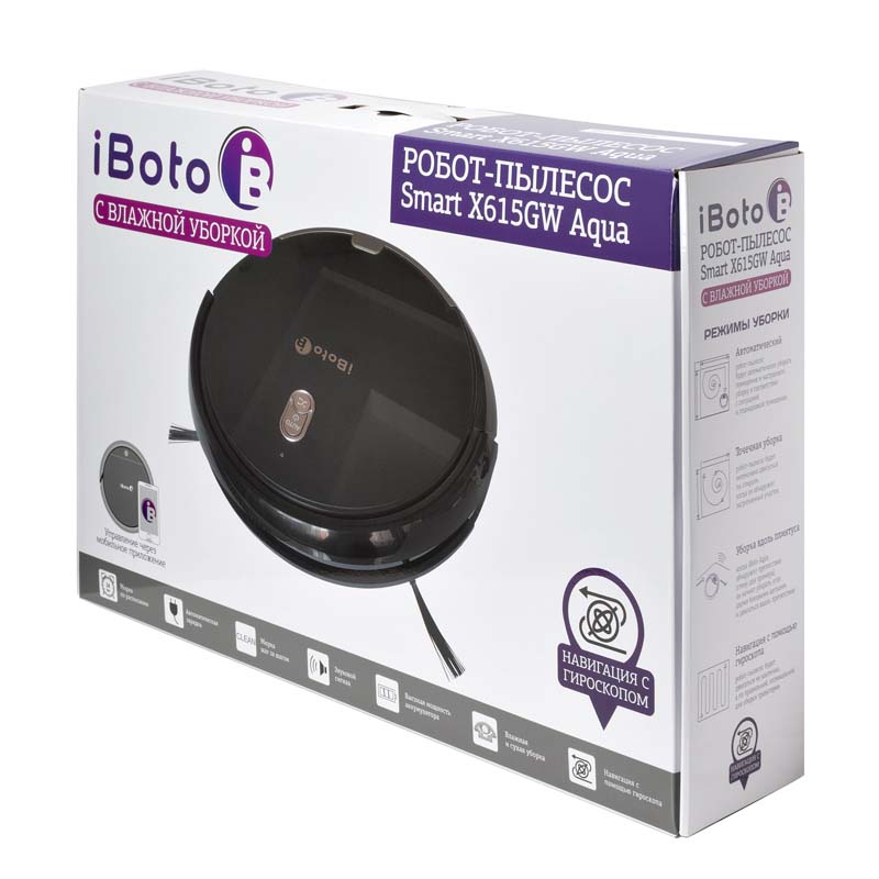 Робот-пылесос IBOTO Smart X615GW Aqua, черный/серый